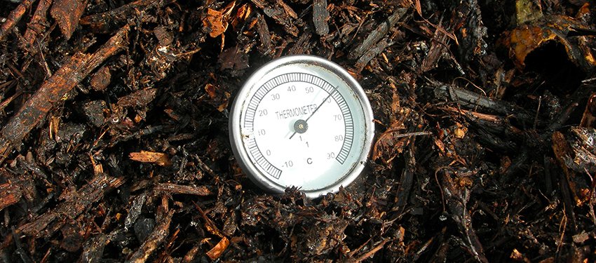 Medidor de temperatura en un compostador doméstico